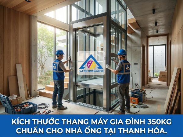 Kích thước thang máy gia đình 350kg chuẩn cho nhà ống tại Thanh Hóa.