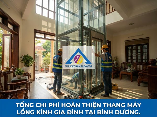 Tổng chi phí hoàn thiện thang máy lồng kính gia đình tại Bình Dương.