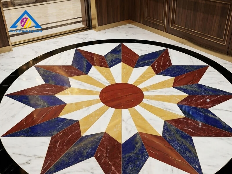 Trang trí sàn thang máy bằng đá Granite